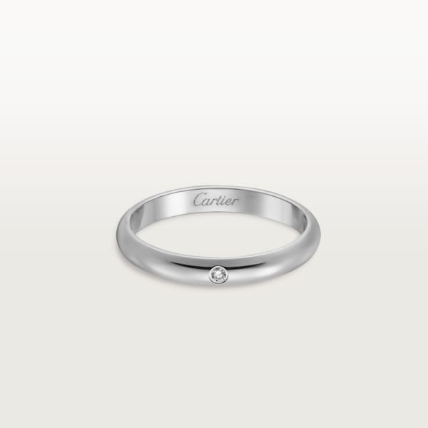 1895 wedding ring, width 2.6 mm, 1 diamond Platinum, diamond