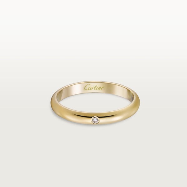 1895 wedding ring, width 2.6 mm, 1 diamond Yellow gold, diamond