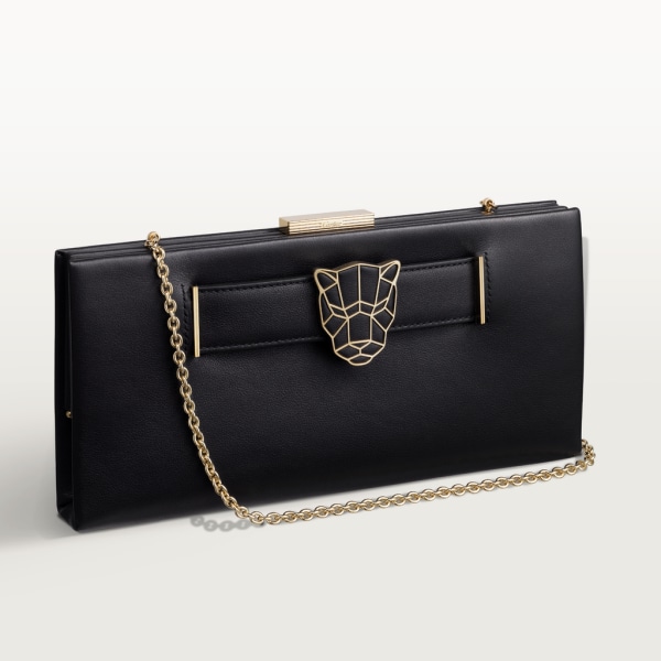 Panthère de Cartier clutch bag Black calfskin, golden finish