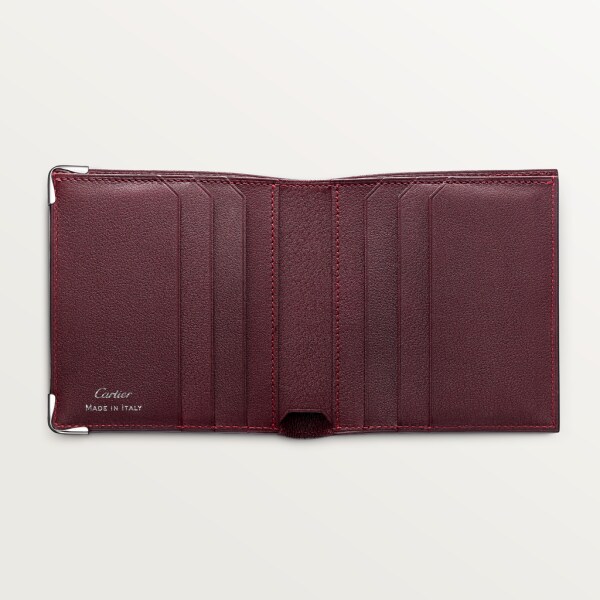 6-Credit Card Compact Wallet, Must de Cartier Black calfskin, stainless steel finish