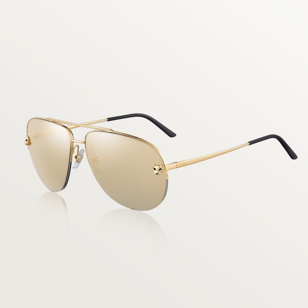 Panthère de Cartier sunglasses Metal, smooth golden finish, golden mirror lenses