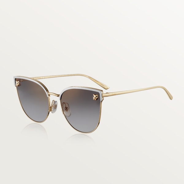 Panthère de Cartier sunglasses Smooth golden-finish and brushed platinum-finish metal, grey lenses with golden flash