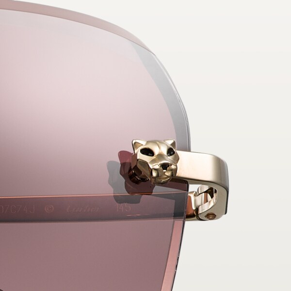 Panthère de Cartier sunglasses Champagne golden-finish metal, graduated burgundy lenses