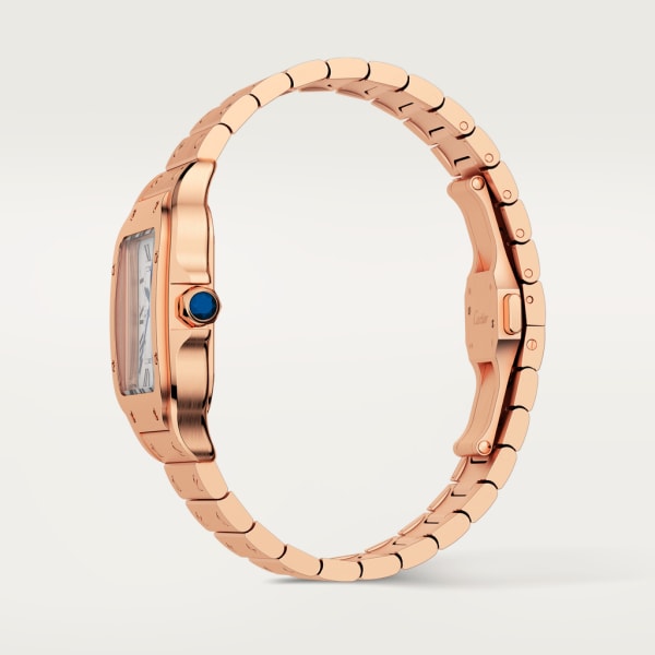 Santos de Cartier watch Medium model, automatic movement, rose gold, interchangeable metal and leather bracelets