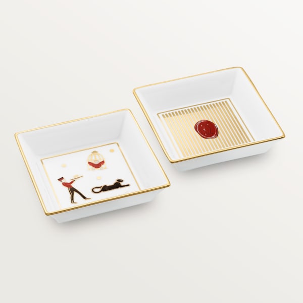 Set of two Diabolo de Cartier trinket trays, small model Porcelain