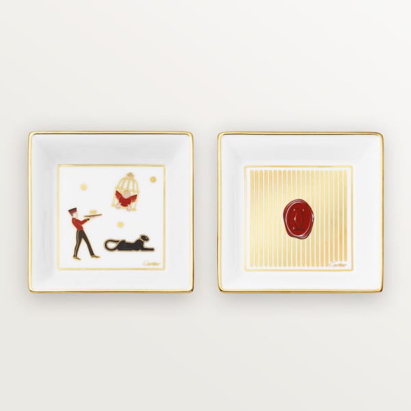 Set of two Diabolo de Cartier trinket trays, small model Porcelain