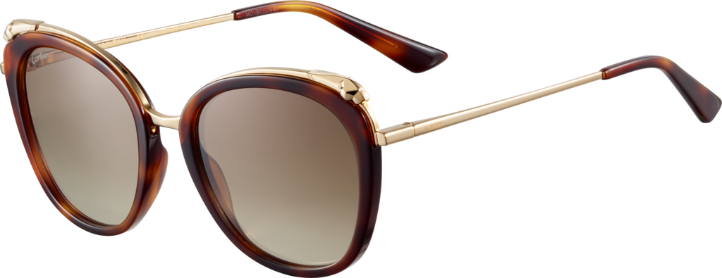 Panthère de Cartier sunglassesCombined tortoiseshell composite and champagne golden-finish metal, graduated brown lenses