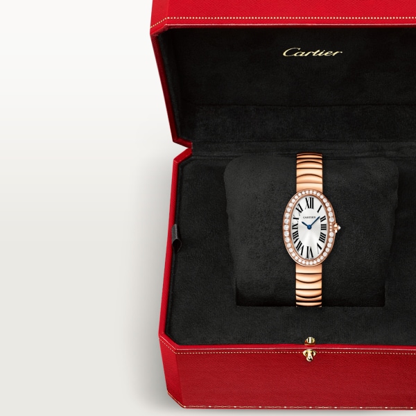 Baignoire watch, small model Small model, quartz movement, rose gold, diamonds