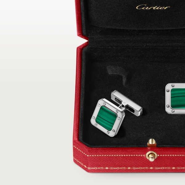 Santos de Cartier cufflinks Sterling silver, palladium finish and malachite