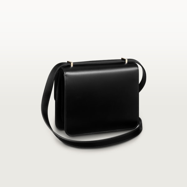 Mini shoulder bag, C de Cartier Black calfskin, gold and black enamel finish