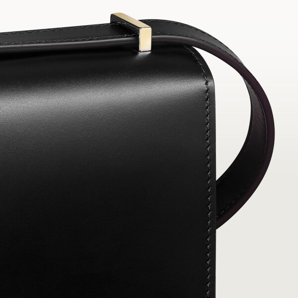 Shoulder Bag, Nano, Double C de Cartier Black calfskin, gold and black enamel finish