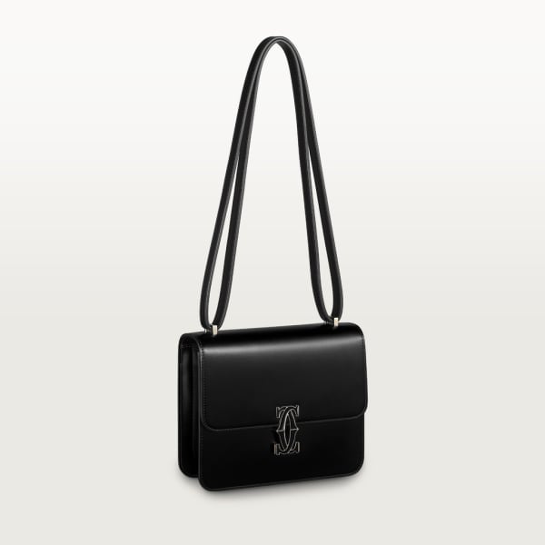 Mini shoulder bag, C de Cartier Black calfskin, gold and black enamel finish