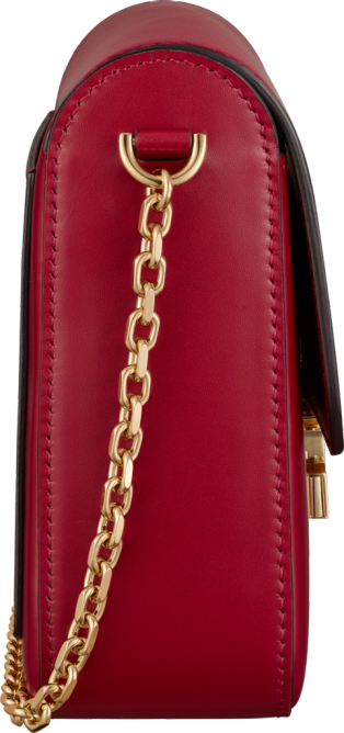 Double C de Cartier Chain bag, small model Cherry red calfskin, gold and cherry red enamel finish