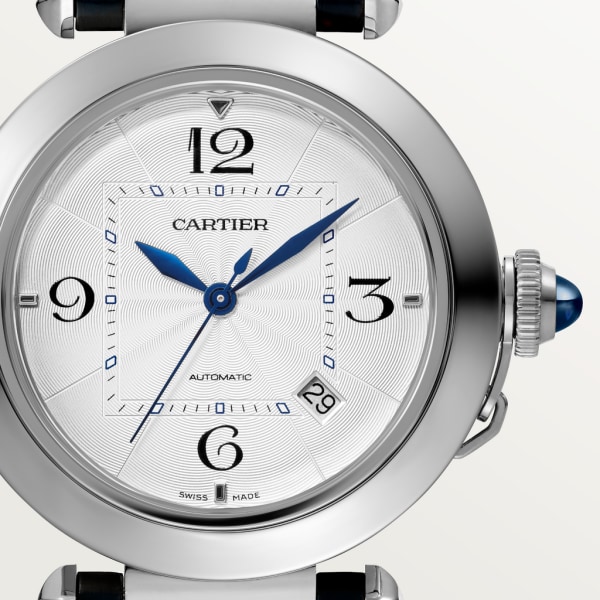 Pasha de Cartier watch 41 mm, automatic movement, steel, 2 interchangeable leather straps