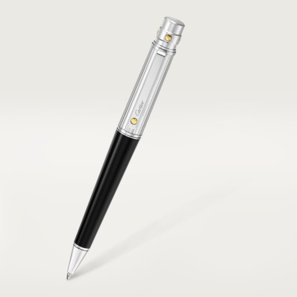 Santos de Cartier ballpoint pen Large model, engraved metal, composite, palladium and gold finishes