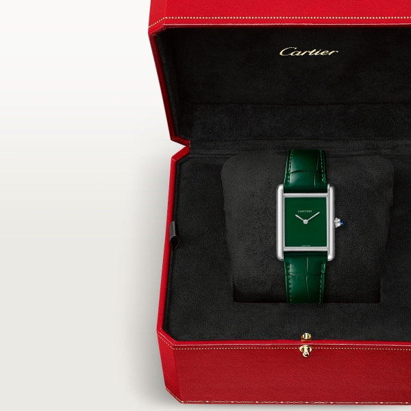 Tank Must de Cartier-horloge Large model, quartz movement, steel, leather