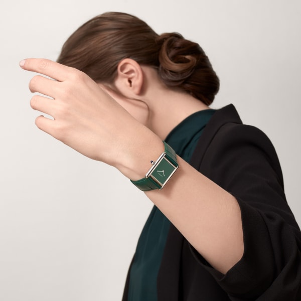 Tank Must de Cartier-horloge Large model, quartz movement, steel, leather