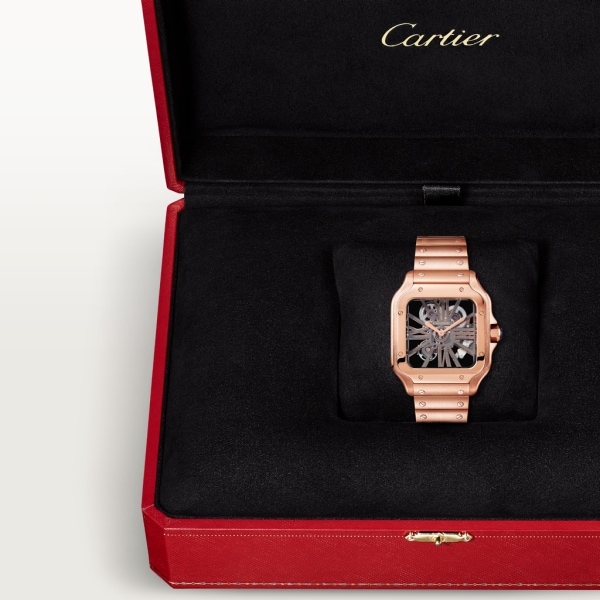 Santos de Cartier watch Large model, hand-wound mechanical movement, rose gold