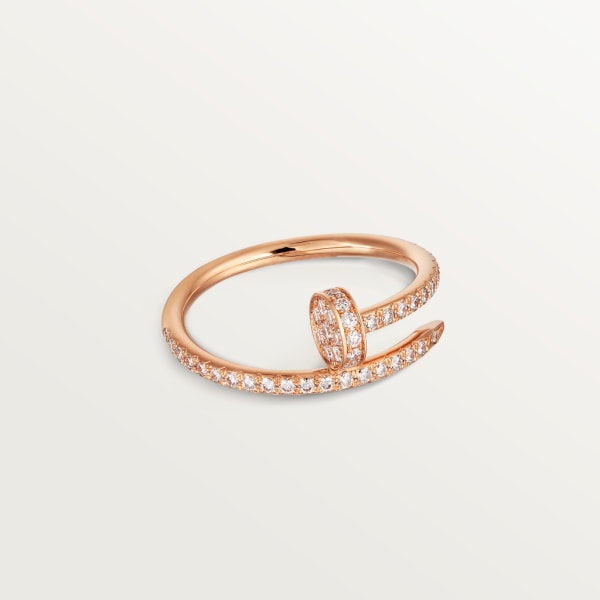 Juste un Clou ring, small model, semi-paved Rose gold, diamonds