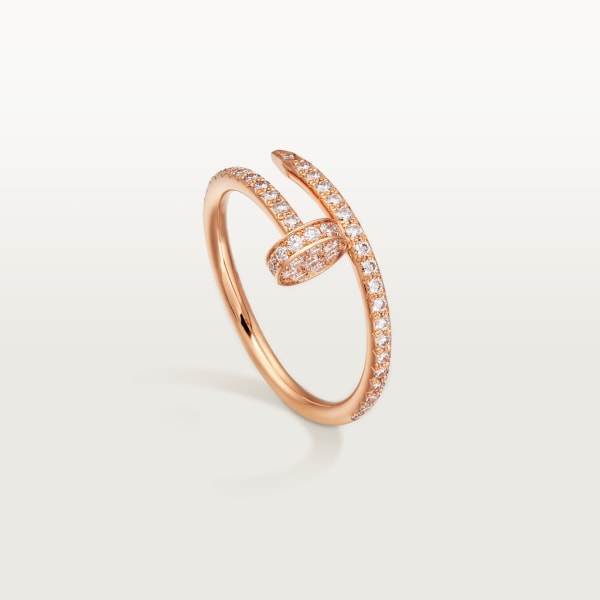 Juste un Clou ring, small model, semi-paved Rose gold, diamonds