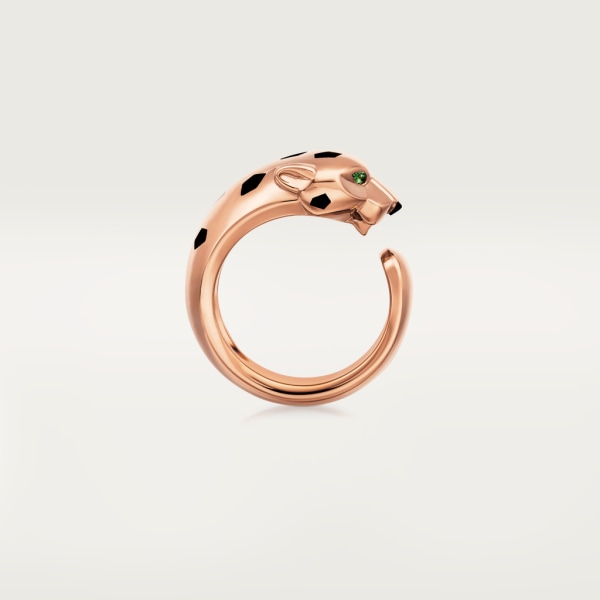 Panthère de Cartier ring, medium model Rose gold, tsavorite garnets, onyx