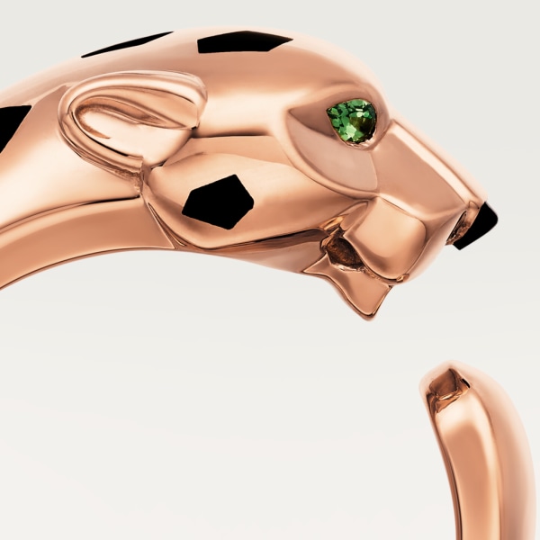 Panthère de Cartier ring, medium model Rose gold, tsavorite garnets, onyx