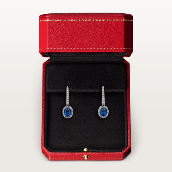 Cartier Destinée earrings with coloured stone White gold, sapphire, diamonds.