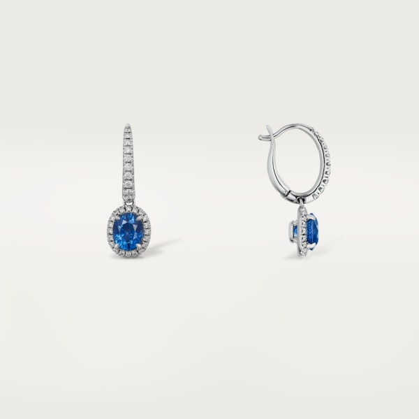 Cartier Destinée earrings with coloured stone White gold, sapphire, diamonds.
