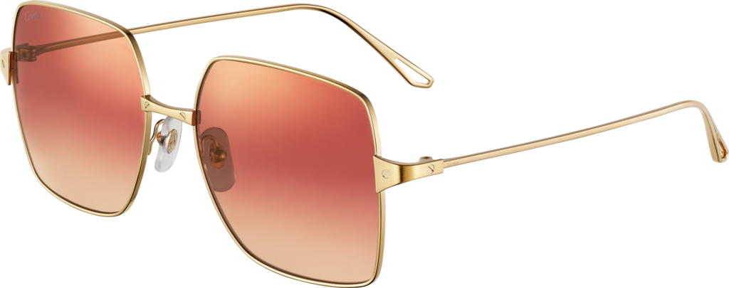Santos de Cartier sunglassesSmooth and brushed golden-finish metal, graduated burgundy and apricot lenses with pink flash