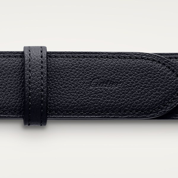 Belt, Santos de Cartier Grained midnight blue cowhide, palladium-finish buckle and covered with leather
