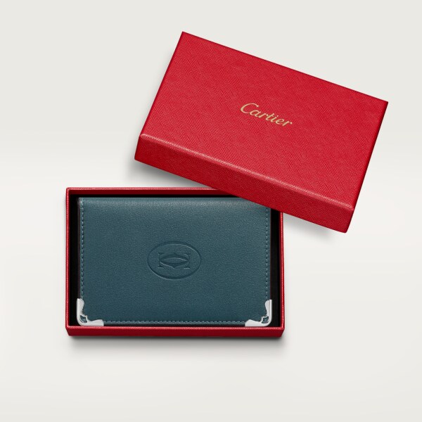 4-Credit Card Holder, Must de Cartier Denim calfskin, stainless steel finish