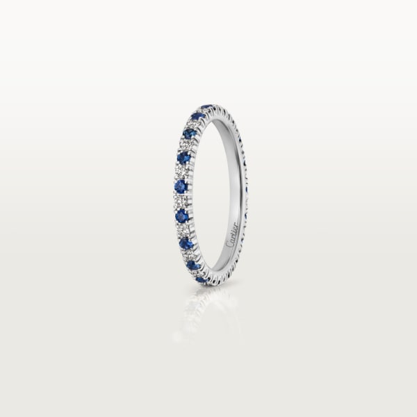 Etincelle de Cartier wedding ring, width 2 mm, paved Platinum, sapphires, diamonds