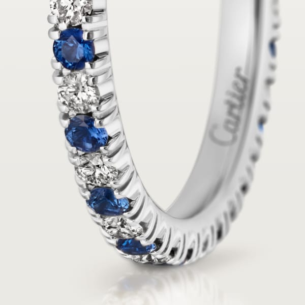 Etincelle de Cartier wedding ring, width 2 mm, paved Platinum, sapphires, diamonds