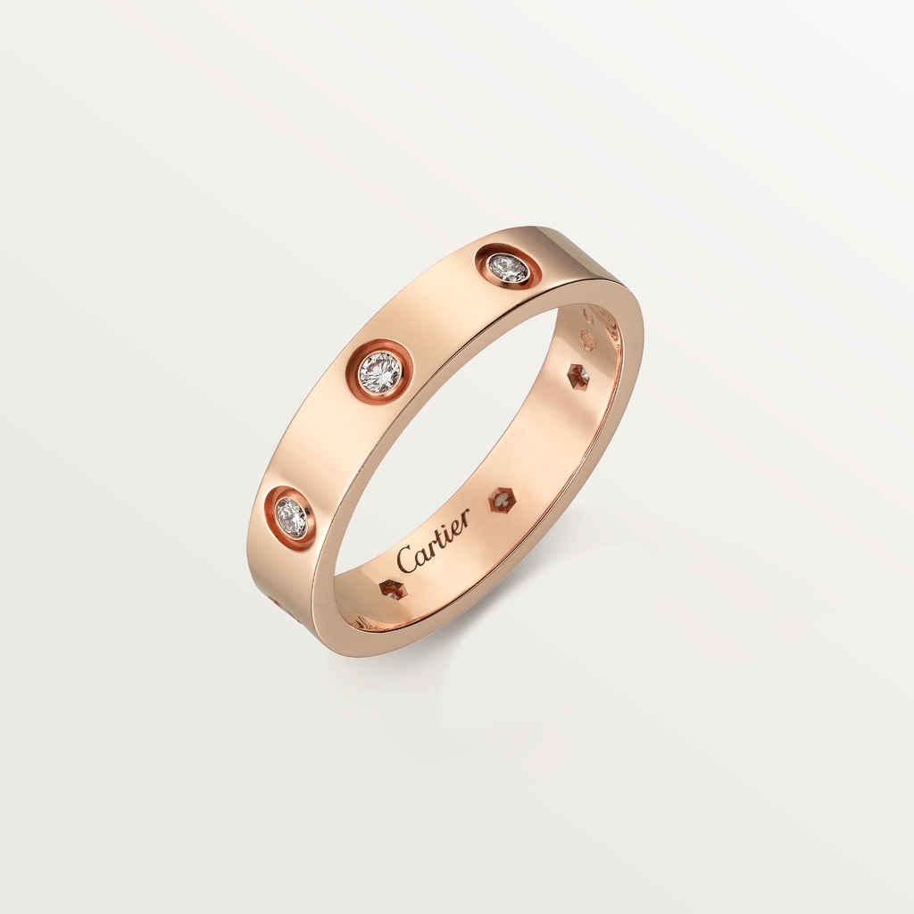 Love ring, small model, 8 diamondsRose gold, diamonds