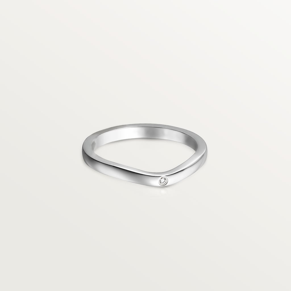 Ballerine wedding ring, width 2 mm, 3 diamonds Platinum, diamonds