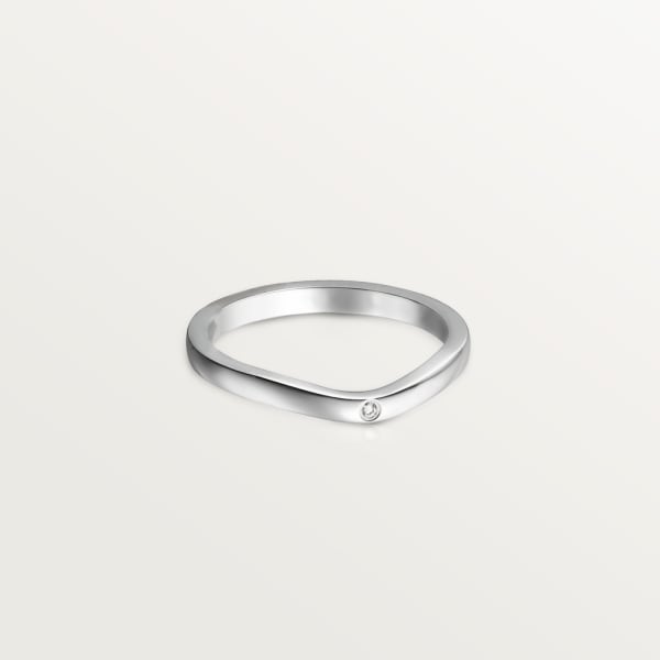 Ballerine wedding ring, width 2 mm, 3 diamonds  Platinum, diamonds