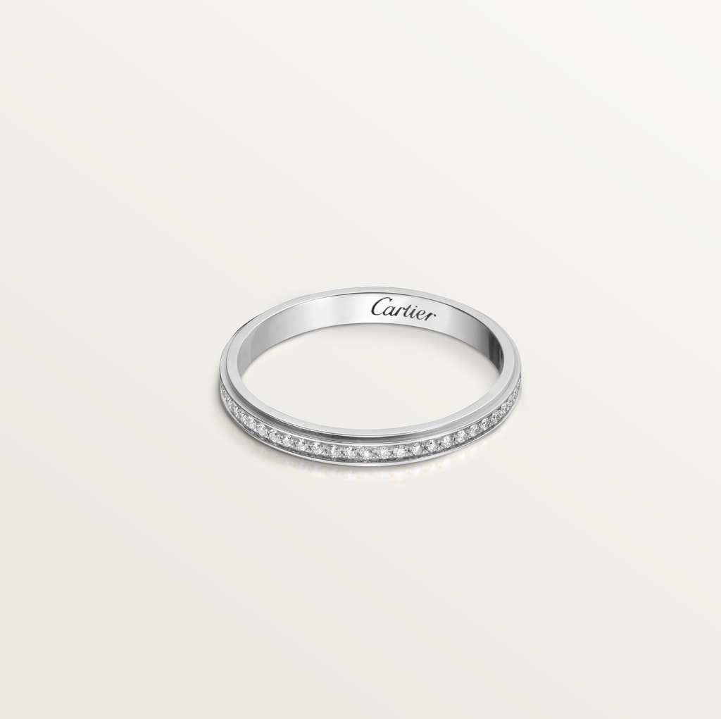 Cartier d'Amour wedding ring, width 2.3 mm, paved Platinum, diamonds