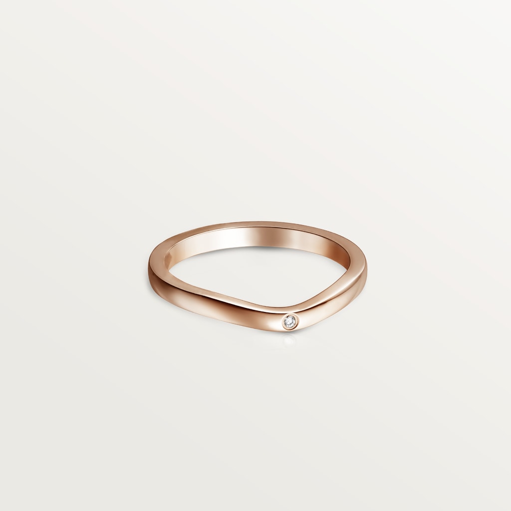 Ballerine wedding ring, width 2 mm, 3 diamondsRose gold, diamonds