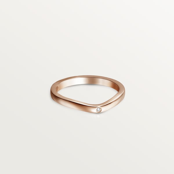 Ballerine wedding ring, width 2 mm, 3 diamonds Rose gold, diamonds