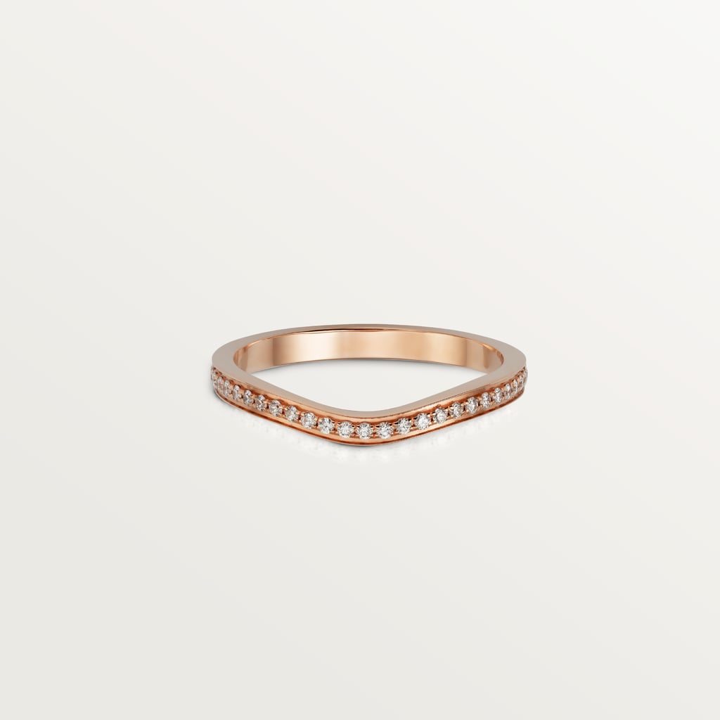 Ballerine wedding ring, width 2 mm, semi-pavedRose gold, diamonds