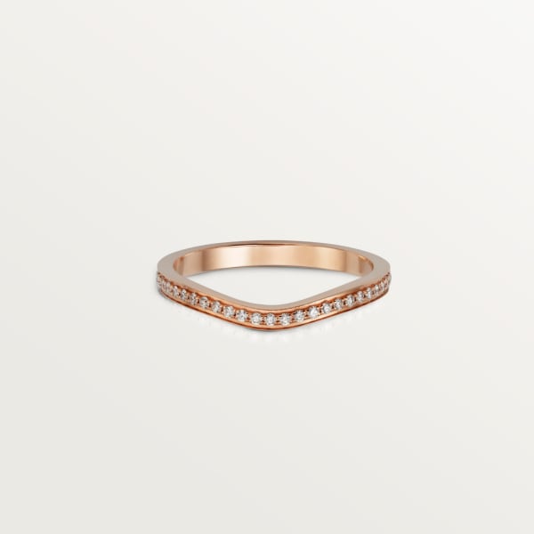 Ballerine wedding ring, width 2 mm, semi-paved Rose gold, diamonds