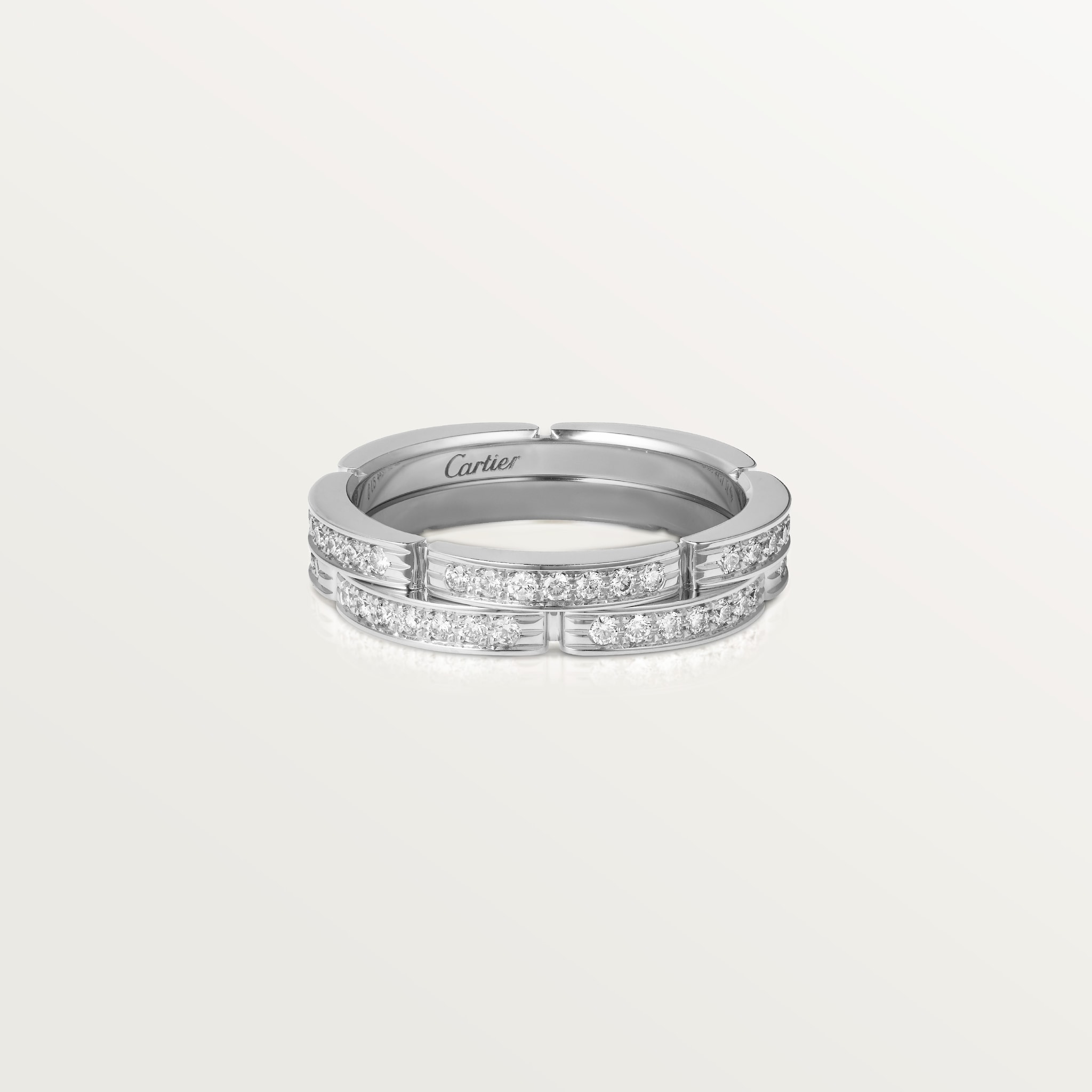 Maillon Panthère wedding ring, two rows, semi-pavedWhite gold, diamonds