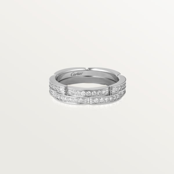 Maillon Panthère wedding ring, two rows, semi-paved White gold, diamonds