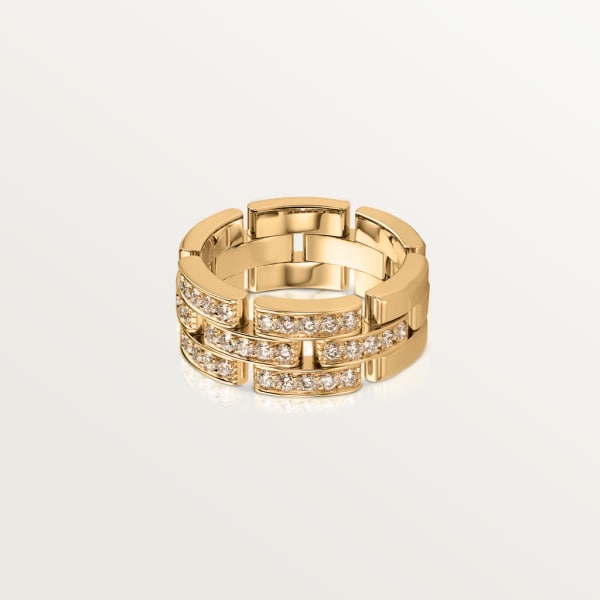 Maillon Panthère ring, three rows, semi-paved Yellow gold, diamonds