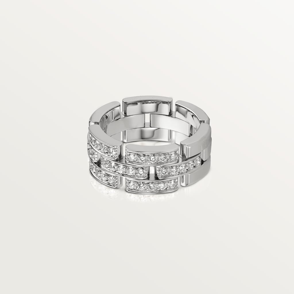 Maillon Panthère ring, three rows, semi-pavedWhite gold, diamonds