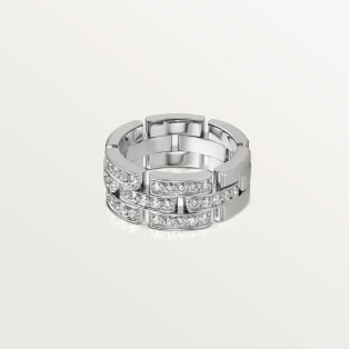 Maillon Panthère ring, three rows, semi-paved White gold, diamonds