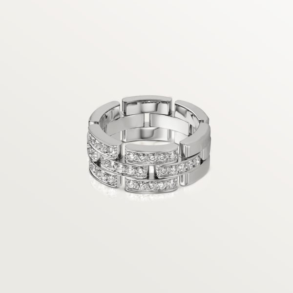 Maillon Panthère ring, three rows, semi-paved White gold, diamonds