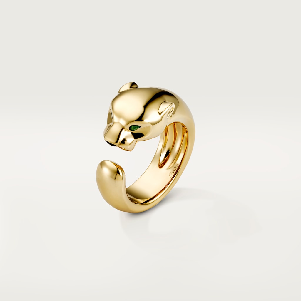 Panthère de Cartier ring, medium modelYellow gold, onyx, tsavorite garnet