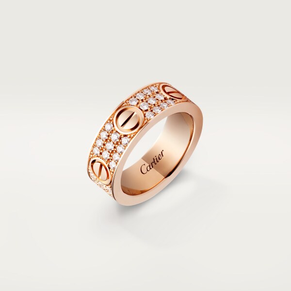 Love ring, diamond-paved Rose gold, diamonds