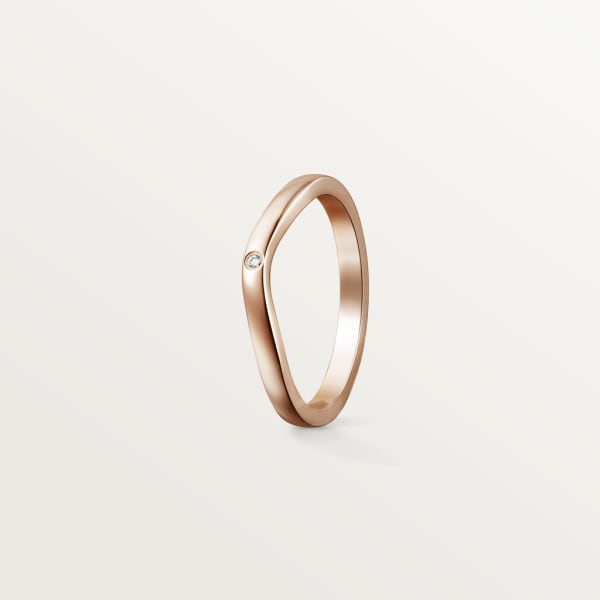 Ballerine wedding ring, width 2 mm, 3 diamonds Rose gold, diamonds